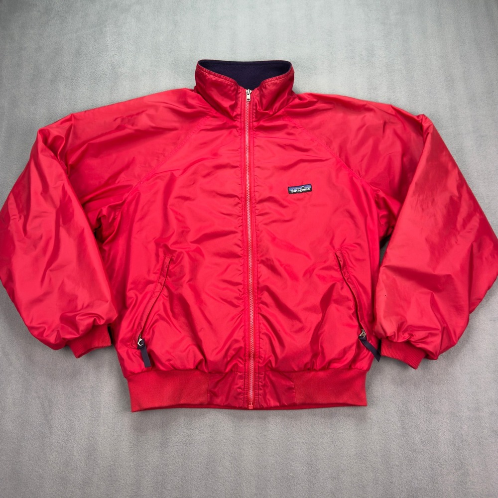 Vintage 80s 90s Patagonia Bomber Jacket Fleece Lined Size M Made In The USA Red